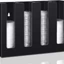Cunhill Cup Lid Organizer Acrylic Sauce Cup Dispenser 4 Compartments Countertop or Wall Mountplastic and Lids Organizer Storage Holder Restaurant Supplies for Party Kitchen(Black)