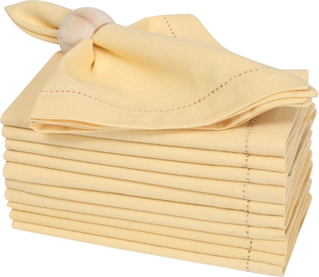 Homidate Cotton Dinner Cloth Napkins Set of 12  18x18 Apricot Gelato Hemstitched  Machine Washable Fabric Napkins for Weddings, Baby Showers, Gifting & Parties