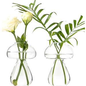 Mushroom Glass Planter, Plant Propagation Station, Cute Mushroom Vase, Clear Glass Terrarium Jar Propagation Vase for Indoor Plants Home Decor, Gifts for Plant Lovers (2)
