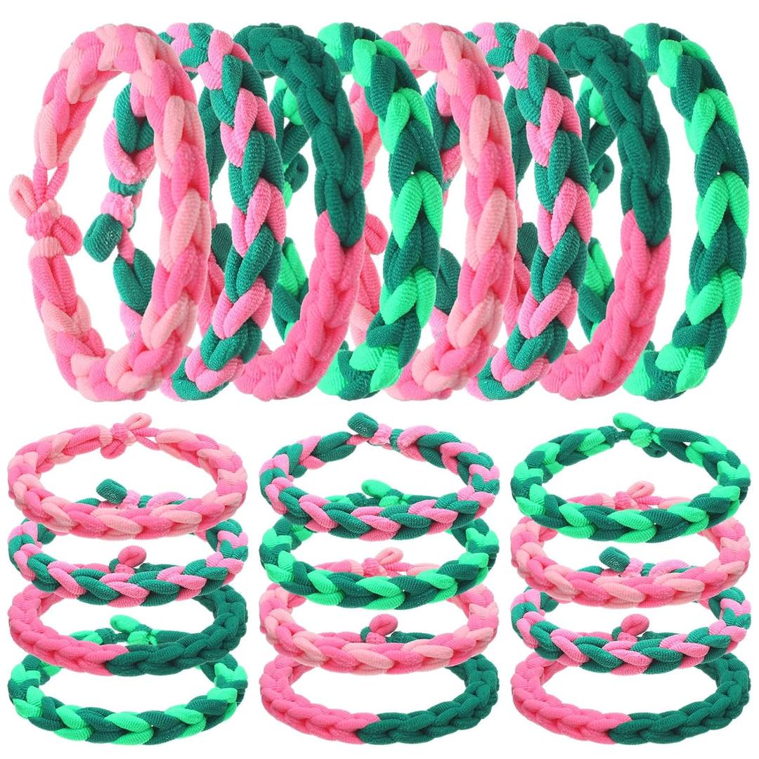 Chuangdi 48 Set Pink and Green Party Favor Wizard Bracelets Friendship Graduation Gift Bulk for Women Witch and Princess High Elastic Hair Tie Hair Accessory Decoration for Birthday Party Bachelorette