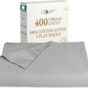 California Design Den King Size Flat Sheet, 400 Thread Count 100% Cotton Sheet, Sateen, Bed Sheets, Top Sheets, Single King Flat Sheet Only (Light Grey)