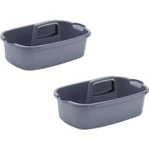 Cleaning Caddy Organizer with Handle,Plastic Cleaning Supplies Basket,Shower Caddy/Storage Basket/Tote Portable for Bathroom, Tool, Garden, Kitchen(2 Pack, Gray)