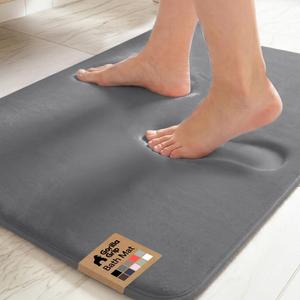 GORILLA GRIP® Memory Foam Bath Rugs, Soft Absorbent Velvet Bathroom Mats, Durable Dots on Underside, Machine Washable Bathmat, Carpet Rug Room Decor for Shower Floor, 30x20 Mat, Graphite Gray