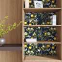 Birds Wallpaper Peel and Stick, Floral Botanical Contact Paper 17.5" x 393.7", Trees Friuts Flowers Wall Mural Removable Self Adhesive Waterproof for Room Shelves Cabinet Drawer (Blue, Yellow, Green)