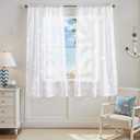 jinchan White Sheer Curtains for Living Room Bedroom Coastal Nursery Curtains 63 Inch Long Beach House Voile Transparent Seashell Seahorse Printed Window Treatments Set Rod Pocket 2 Panels