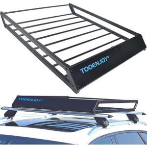 TOOENJOY Roof Rack Cargo Basket, 43x 35x 4.7, Anti-Rust Rooftop Cargo Carrier with Removable Wind Fairing, Universal Car Top Luggage Holder for Car, SUV and Truck, 143 lbs Capacity (43 Roof Basket)
