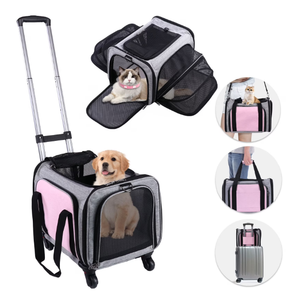 BEBANG Rolling Pet Carrier with Wheels, Foldable Airline Approved Dog Carriers for Small Dogs and Cats, Cat Carrier on Wheels, Pet Travel Carrier for Flight Camping Outdoor