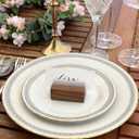 UNIQOOO 5 Pack Place Card Holders | Rustic Walnut Wood Escort Cards Display Stands | Table Number Sign & Photo Stand | Perfect for Retail Shop Cafe Home Wedding Dinner Party Events Decoration