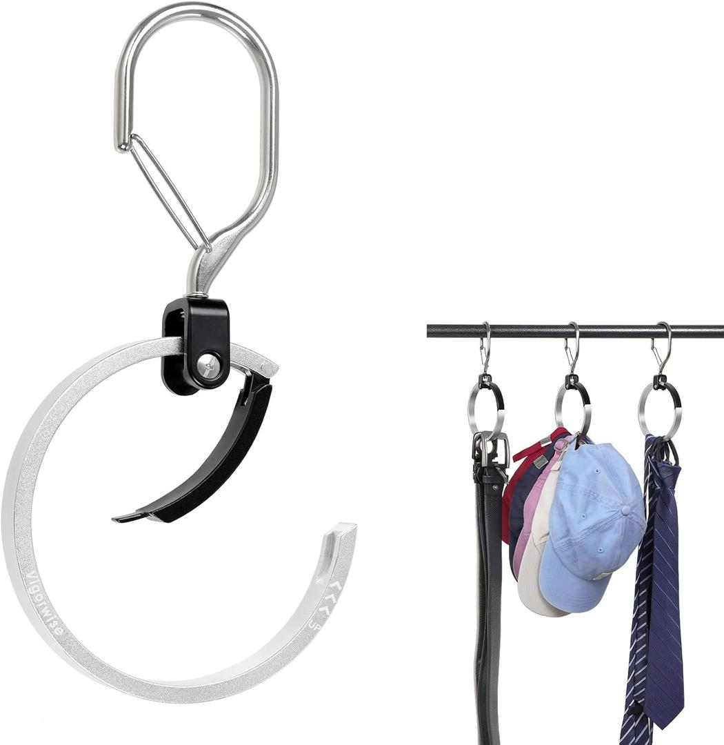 Multipurpose Hat Rack for Closet, Baseball Cap Organizer 1 Pack Hat Holder, Aluminum Alloy Closet Hangers for Tie Belt Purses Space Saver