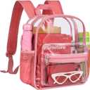 MAY TREE Clear Backpack for Stadium Events, 12x11x5 Inches Small Clear Backpack for Concert Festival Sports Outdoor - Pink
