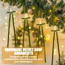 24 Pcs Christmas Olive Green Long Velvet Bow 19.3 Inch Christmas Velvet Bow with Wooden Bead Ornaments Hanging Decor Vintage Xmas Ornaments for Trees Wreaths, Gifts Home Garland Decor Outdoor Indoor
