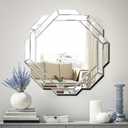 Hlartdecor Helicoid Frameless Beveled Decor Silver Polished Mirror for Wall Decorating(23.6X23.6inches).HFY Hexagon Decorative Mirror.
