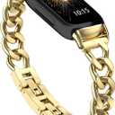 Metal Chain Band Compatible with Fitbit Inspire 3 Bands, Adjustable Stainless Steel Straps Replacement for Fitbit Inspire 3 Bands for Women Men