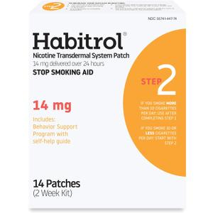 Habitrol Nicotine Transdermal System Patch | Stop Smoking Aid | Step 2 (14 mg) | 14 Patches (2 Week Kit) | Packaging May Vary