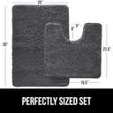 GORILLA GRIP Bathroom Rug Sets, Soft Chenille 2 Piece Area Rugs Set, Toilet Base Mat and 30x20 Carpet, Absorbent Microfiber Washable Mats Dry Quickly, Home Dcor and Bath Room Accessories, Charcoal