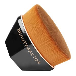 4 x Flat Top Foundation Makeup Brush - Hexagon Kabuki Powder Make Up Brushes Soft and Dense Bristles with Protective Case for Liquid, Blending, Body, Self-tanner, Cream, Buffing (Black)