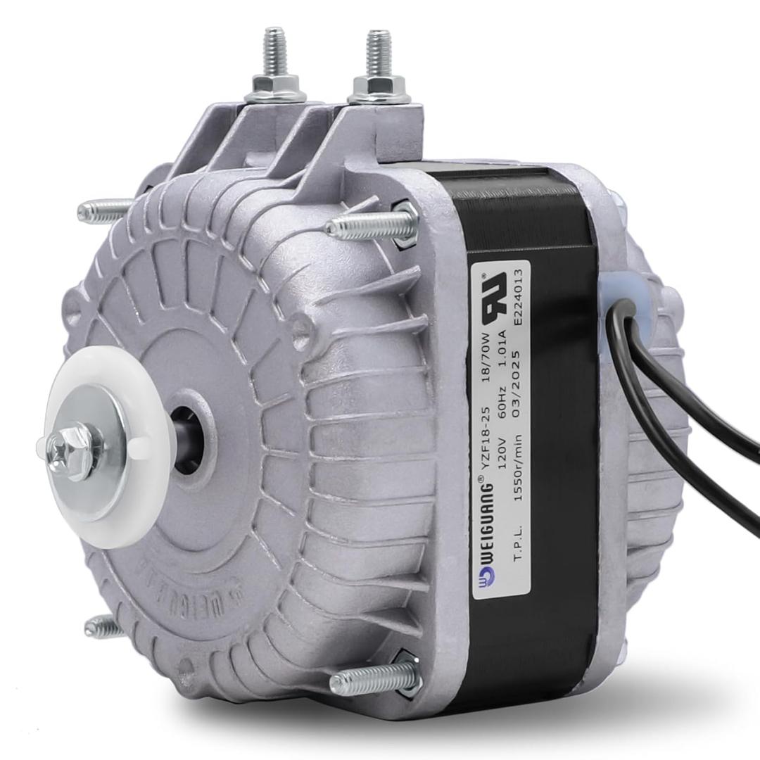 YZF18-25 Fan Motor, 18W 120V 1.01A 60Hz 1550RPM Shaded Pole Condenser Fan AC Motor, Replace Parts YZF10-20 YZF6-13 W0301905 for Refrigeration Equipment Radiator Evaporator, Small Ventilation Equipment