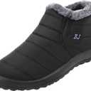 L-RUN Womens Winter Snow Boots Fur Lined Warm Ankle Boots Slip on Men's Snow Ankle Boots Lightweight Outdoor Footwear