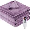 Electric Heated Blanket Throw Size 50"x60", Fast Heating Throw, Soft Microplush for Sofa & Office,6 Heating Levels & 1-10 Hours Auto Off, Machine Washable, Gifts for Family-Purple (05-dark Purple)