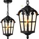 Vintage ORB Dusk to Dawn Pendant Light Fixtures, 1 Pack Porch Lights Outdoor with Adjustable Chain, Outdoor Chandelier for Porch, Aluminum Waterproof Hanging Exterior Lighting for Front Patio