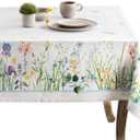 Maison d' Hermine Tablecloth 70"x108" - Fleurs De Mai Pattern - Rectangle Decorative Cotton Tablecloth for Dining Room, Home, Farmhouse, Parties, Outdoor, Boho & Wedding - Ideal for Spring & Summer