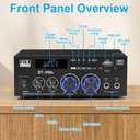 Romica Stereo Audio Amplifier, 2 Channel 450W Bluetooth 5.0 Home Audio Stereo Receiver with FM Radio, USB, SD, Optical & Coaxial Inputs, Amplifier for Passive Speakers and Active subwoofer