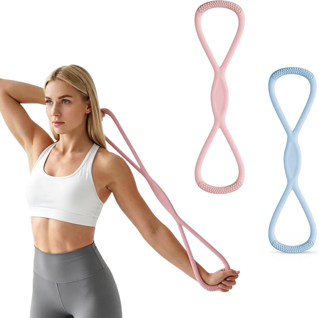RYAOLELY Figure 8 Resistance Band, Exercise Band for Physical Therapy, Yoga Pilates Home Workout, Portable Fitness Band with Anti-Slip Grip