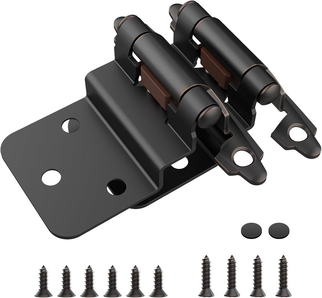 Chibery 3/8 Inch Inset Cabinet Hinges, 3 Pairs(6 Pack) Self Closing Flush Face Mount Hinges with Door Bumper, Variable Decorative Hardware for Bathroom, Furniture, Kitchen Cabinet, Oil Rubbed Bronze