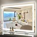 ROLOVE 38"x28" Inch Large Lighted Vanity Mirror, 3-Color Lighting & Dimmable Modes, LED Makeup Mirror for Bathroom/Dressing Room (Wall/Tabletop Mount, White)