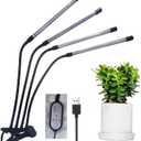FLMTHL Grow Light for Indoor Plants LED Lamps with Full Spectrum & Red Blue Spectrum, 3/9/12H Timer, 10 Dimmable Level, Adjustable Gooseneck,3 Switch Modes