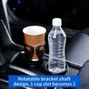 Car Cup Holder Expander, 2-in-1 Adjustable Cup Holder Adapter for Car, Fits Large Drinks, French Fries Box, Popcorn Bucket, 360° Rotatable Base, Black