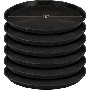 Eccliy 6 Pack Plastic Plant Saucer Heavy Duty Planter Saucers Large Plant Pot Saucers Plastic Water Trays for Indoors and Outdoors Flower Plant Plant Drip (Black,25 Inch)