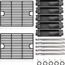 Adviace Replacement Parts for Nexgrill 720-0888N 720-0888, Grease Tray Drip Pan & Flame Tamers, Burner Tubes and Ignitor for Nexgrill 5 Burner 720-0888N Gas Grill