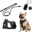 No Pull Dog Harness and Leash Set 3-in-1, Medium, Black