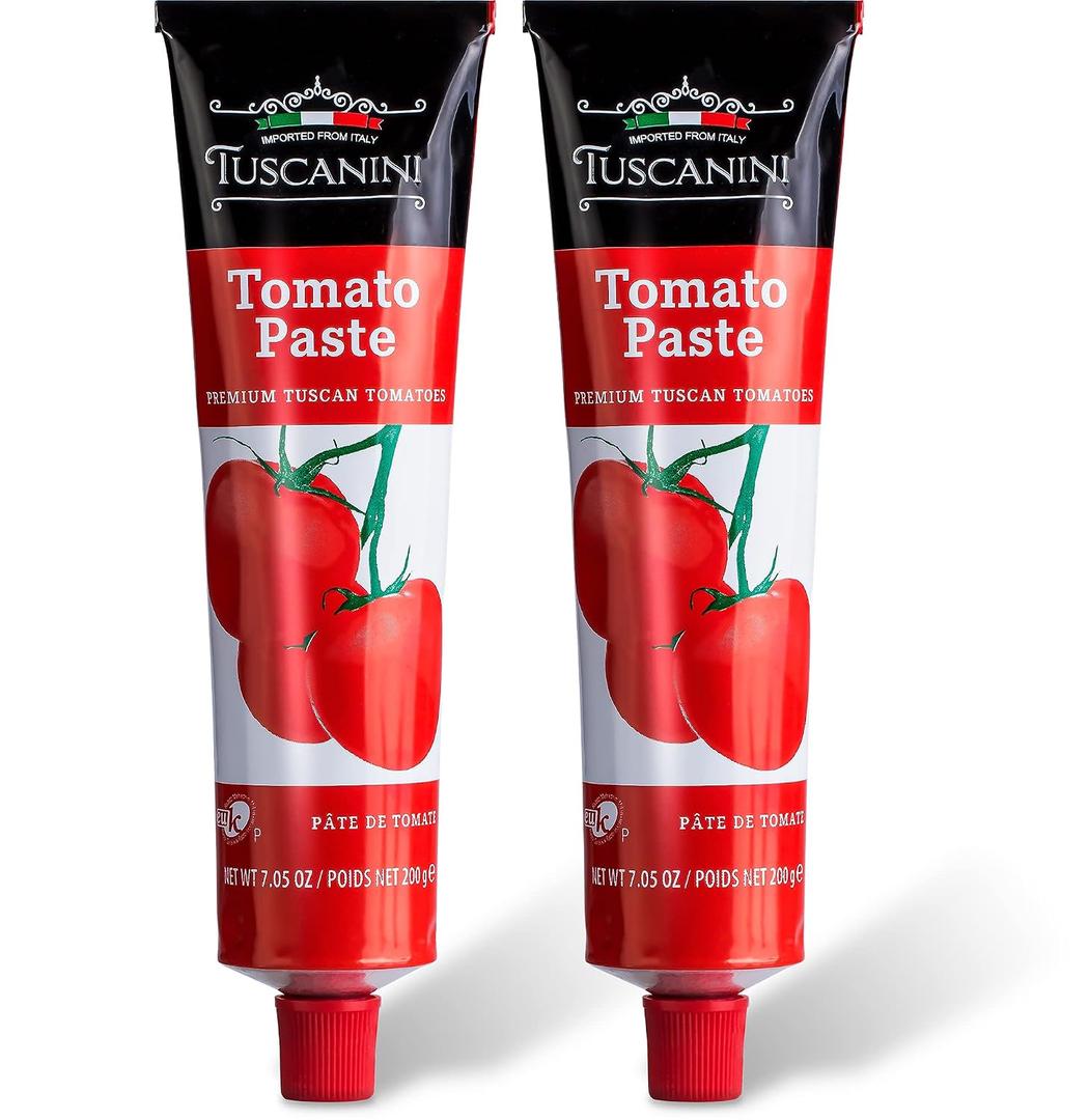 Tuscanini Premium Double Concentrated Tomato Paste Tube, 7.5oz (2 Pack) Made with Premium Italian Tomatoes BBD May 31 2029