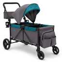 Jeep Sport All-Terrain Stroller Wagon by Delta Children - Includes Canopy, Parent Organizer, Adjustable Handlebar, Snack Tray & Cup Holders, Grey/Blue Moon, 20.5L x 11.8W x 30.7H inches