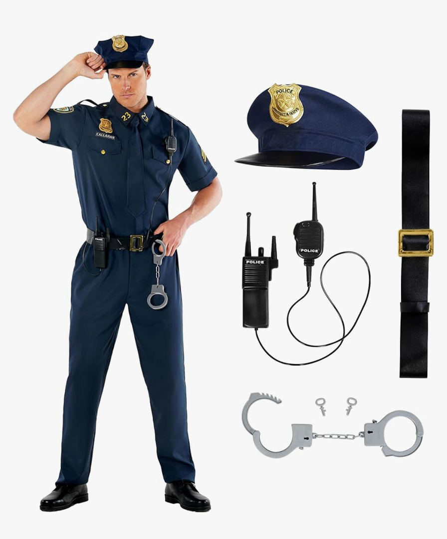 Morph Police Costume Mens Cop Costume Police Uniform Mens Cop Outfit Adult Halloween, Large