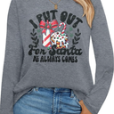 Merry Christmas Sweatshirts for Women Gnomes Santa Christmas Sweatshirt Cute Long Sleeve Pullover Top L