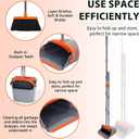 YZO Broom with Dustpan Combo Set, 56.1-Inch Long Handle Standing Design, Dustpan Front Rubber Tight Seal, Broom with 5-Layer Bristles, Suitable for Indoor Outdoor(Gray&Orange)
