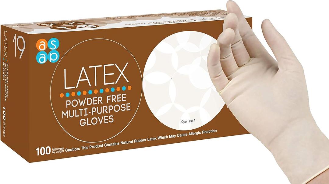 ASAP Latex Gloves Disposable Powder Free 4 Mil, Food Safe, Food Prep, Cleaning, Kitchen Gloves (Small)
