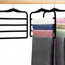 2-Pack Velvet Pants Hangers - Space Saving Multi-Layer Non-Slip Closet Organizers for Jeans, Trousers & Scarves - Ideal Dorm Room Storage Solution for Small Spaces (Large, Pure Black)