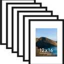 PEALSN 12x16 Picture Frame Set of 6, Display Pictures 8.5 x 11 with Mat or 12 x 16 without Mat for Wall Mounting Display, Photo Frames Collage for Wall Decor, Black.