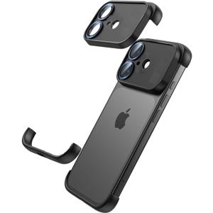 for iPhone 17 Bumper Case Compatible with MagSafe, Minimalist Frameless Corner Protection Pad with Camera Lens Protector, No Back Soft Silicone TPU Shockproof for iPhone17 (Black)