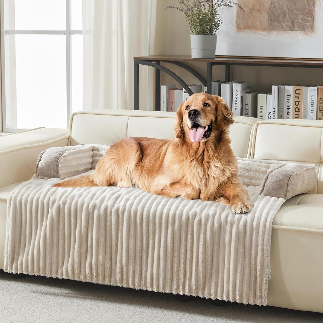 WINDRACING Luxury Dog Couch Bed, Washable Calming Dog Couch Cover, Couch Protector for Dogs, Waterproof Sofa Bed, Pet Bed Mats for Sofa, Pet Sofa Covers (Beige Large 41x37x5inch)