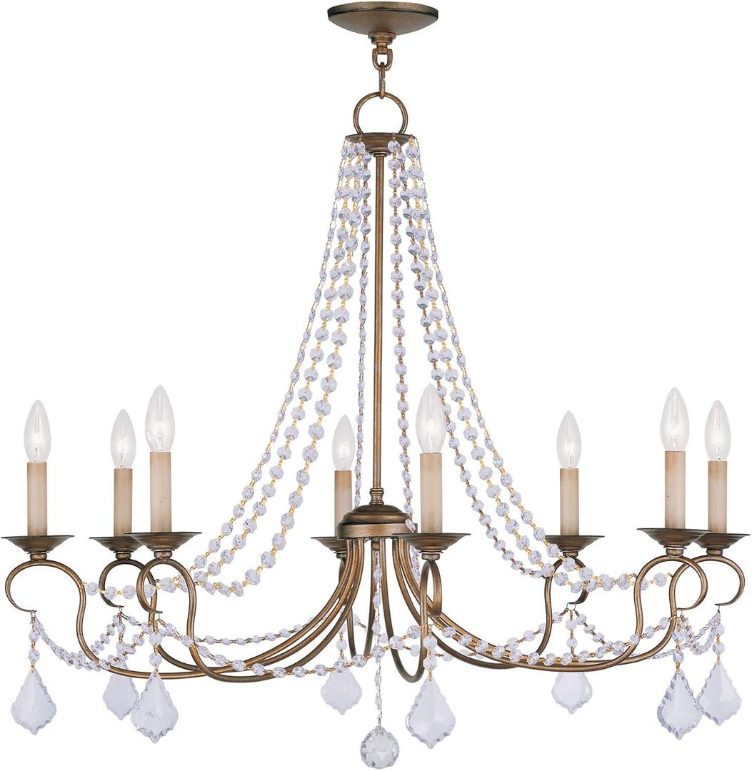 Livex Lighting 6518-48 Pennington 8 Light Chandelier, Antique Gold Leaf, 34"L x 34"W x 28"H