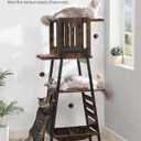 FourFurPets Modern Cat Tree, 58-Inch Cat Tower for Large Cats, Maine Coon Cat Tree with Scratching Board, Large Perch, Hammock and Removable Pads, Rustic Brown