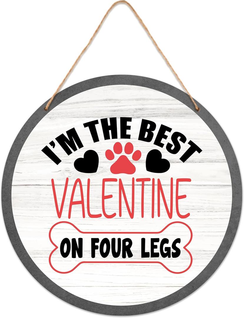 Valentines Day Door Decorations, Valentine Sign for Front Door Indoor Outdoor Porch Wall Decor, Valentine's Day Hanger for Cat Dog Lovers Party Decoration - B07