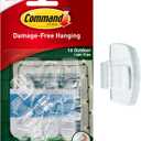 Command Outdoor Light Clips, 16 clips, 20 strips, Water-Resistant Adhesive (17017CLR-AWES), Clear (17017CLR-AW-E)