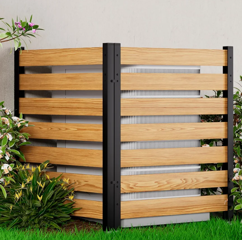 Air Conditioner Fence for Outside Wood Fence Panel, Trash Can Screens Wood Privacy Fence Screen Panel Outdoor Privacy Screen Pool Equipment Enclosure, 42'H ×38'W, 2 Panels, Louvered
