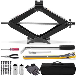 Car Jack Kit, 2 Ton (4409 lbs) Scissor Jack, Portable Tire Changing/Repairing Kit with Lug Wrench, Universal Fit for Sedans, Coupes, SUVs, MPVs, Hatchbacks, Crossovers, Wagons